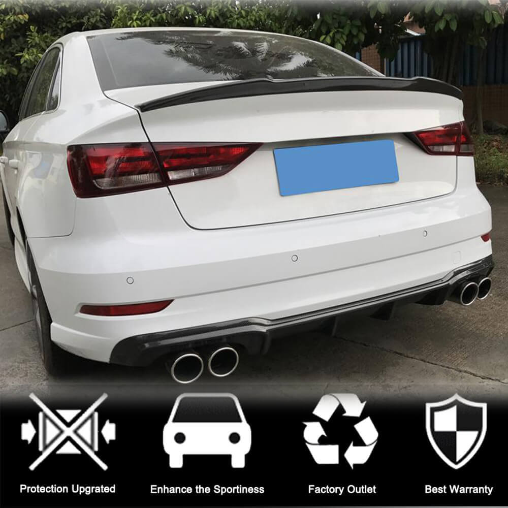 Rear Bumper Diffuser V4 (for S-Line SD 2017-2020, Carbon) for Audi A3 2012-2020 - image 2