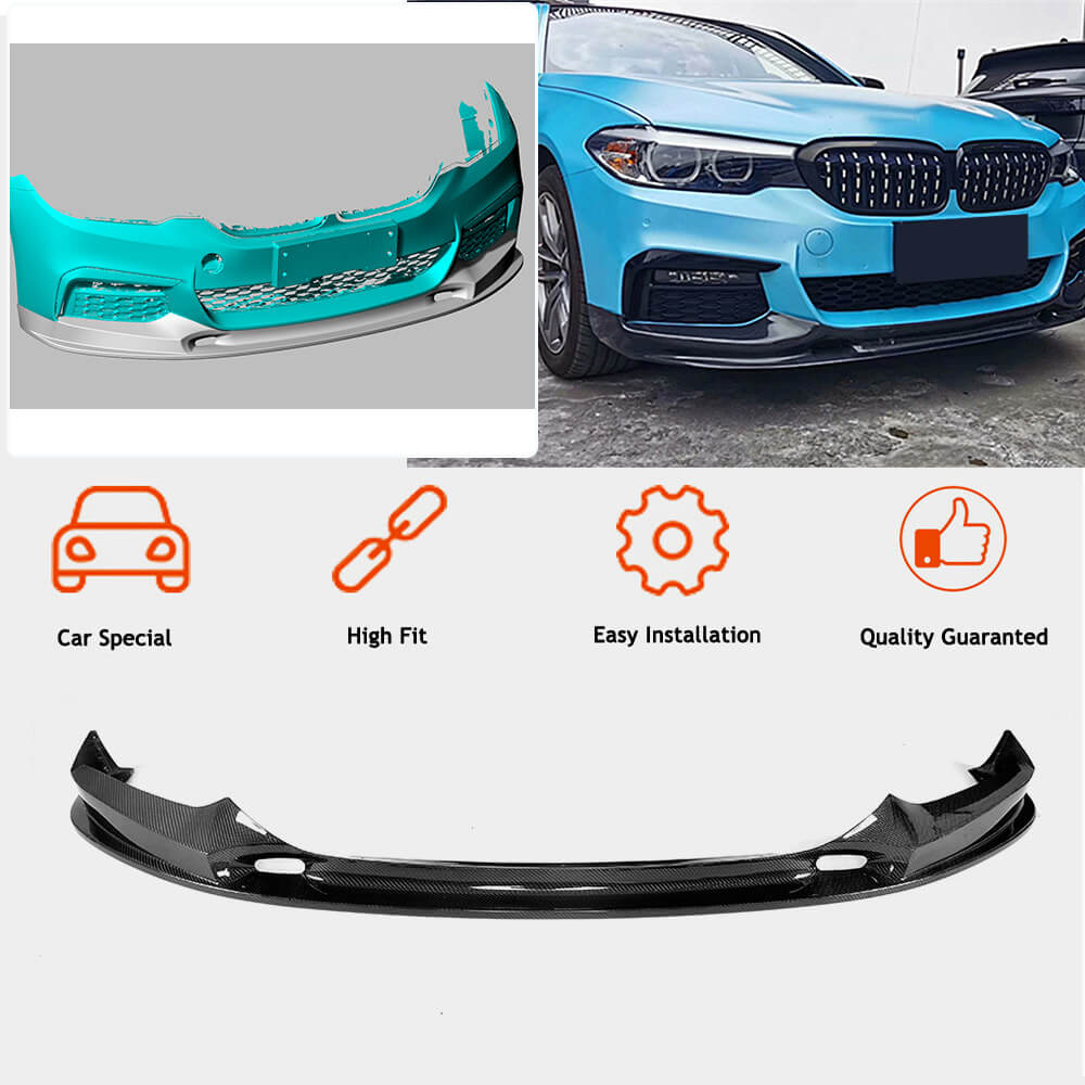 Front Bumper Lip Carbon Fiber V2 (2017-2020 M-Sport) for BMW 5 Series G30/31 2017-2023 - image 2