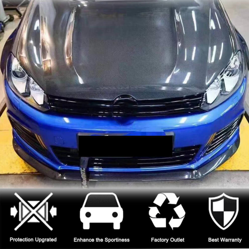 Front Bumper Lip V2 for R HB 2010-2013 Carbon for Volkswagen Golf 6 2008-2014 - image 2