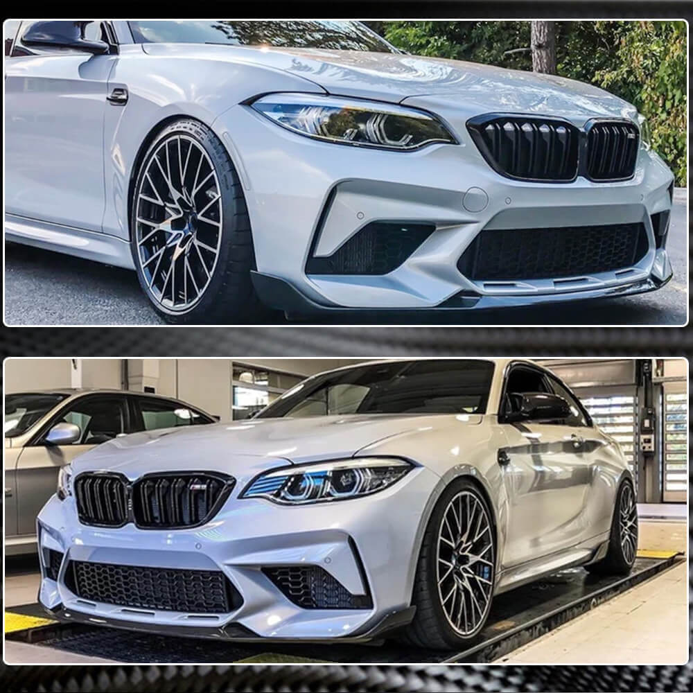 Front Bumper Lip V2 for F87 M2 Competition, Carbon for BMW 2 Series F22/F23 2014-2021 - image 2