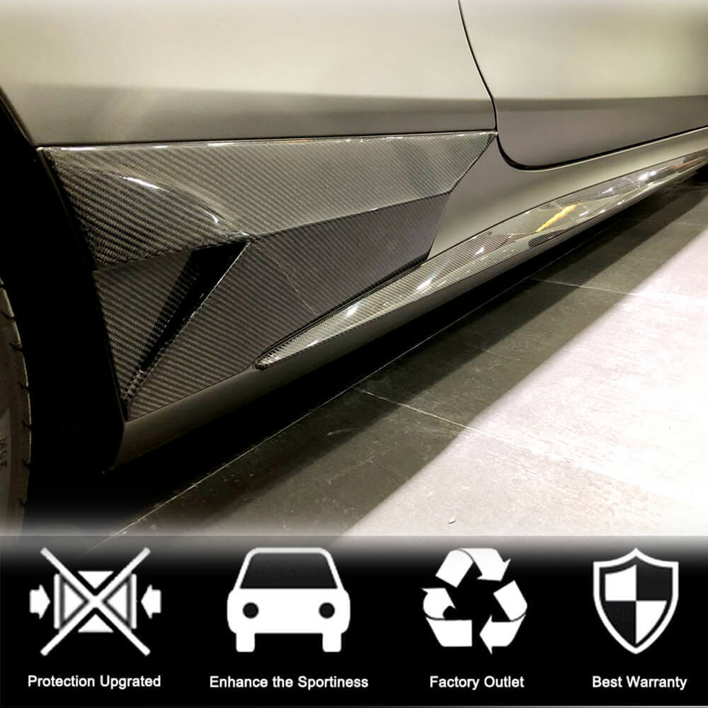 Side Skirt Extensions (for AMG-Line 2015-2018, Carbon) for Mercedes S-class C217 Coupe 2014-2020 - image 2
