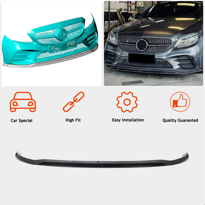 Front Bumper Lip Spoiler (2019-2021, Carbon) for Mercedes C-сlass W205 2014-2021 - image 2