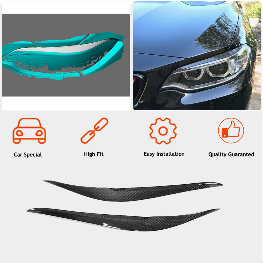 Headlight Eyebrows Lamp Eyelids Dry Carbon Fiber for BMW 2 Series F22/23 2014-2021 - image 2