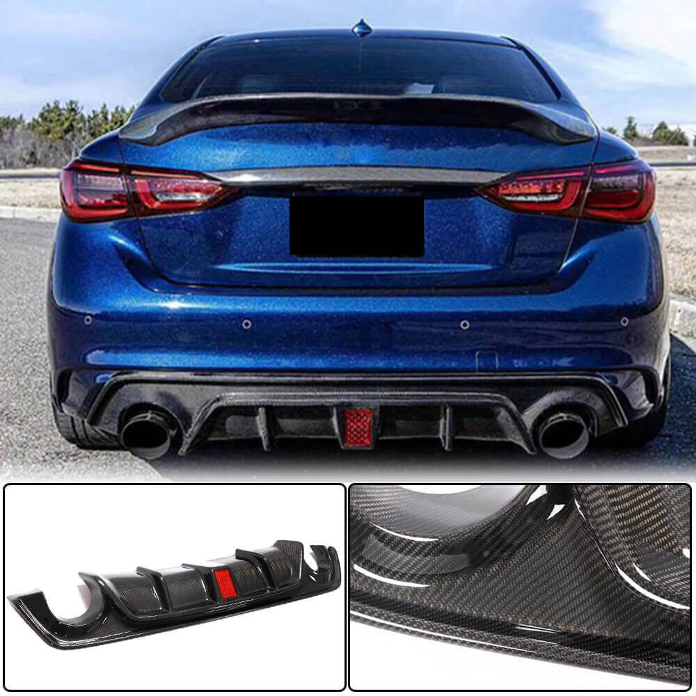 Rear Bumper Diffuser V3 (for Q50 Base/Sport 2018-2023, Carbon) for Infiniti Q50/Q60 2013-2024 - image 2