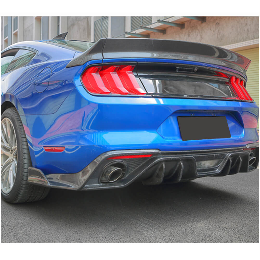 Rear Bumper Diffuser V1 (2018-2021, Carbon) for Ford Mustang 2015-2023 - image 2