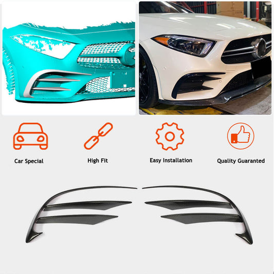 Front Bumper Extensions (for AMG-Line 2018-2020, Carbon) for Mercedes CLS C257 2018- - image 2