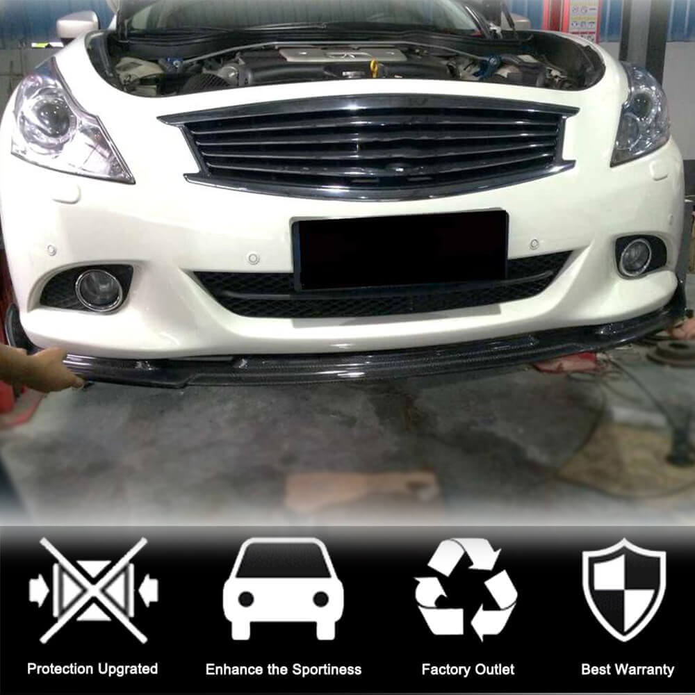 Front Bumper Lip Spoiler (for G37 SD 2009-2013, Carbon) for Infiniti G25/G35/37 (V36/CV36) 2006-2015 - image 2