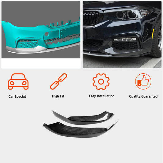 Front Bumper Splitters Carbon Fiber V2 (for M-Sport 2017-2020) for BMW 5 Series G30/31 2017-2023 - image 2