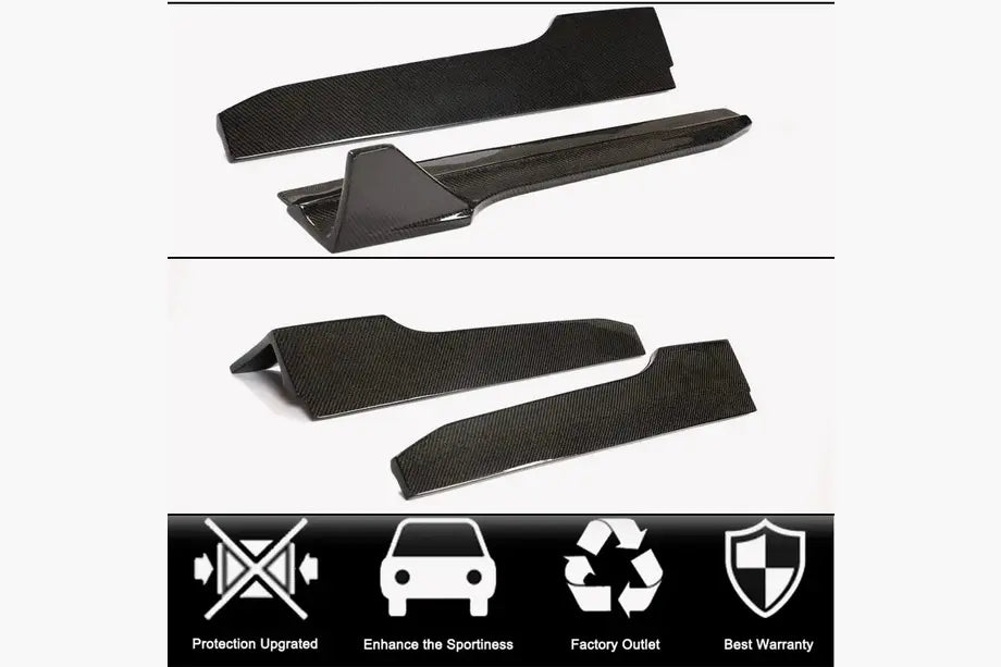 Side Skirt Extensions (for S-Line SD 2019-2024, Carbon) for Audi A4 B9 2015-2024 - image 2