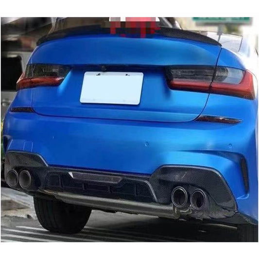 Rear Bumper Diffuser Carbon Fiber V7 (2019-2021, M-Sport) for BMW 3 series G20/21 2018- - image 2