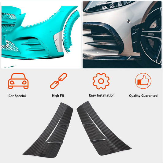 Covers on the front bumper V2 (for C43 AMG 2019-2021, Carbon) for Mercedes C-class W205 2014-2021 - image 2