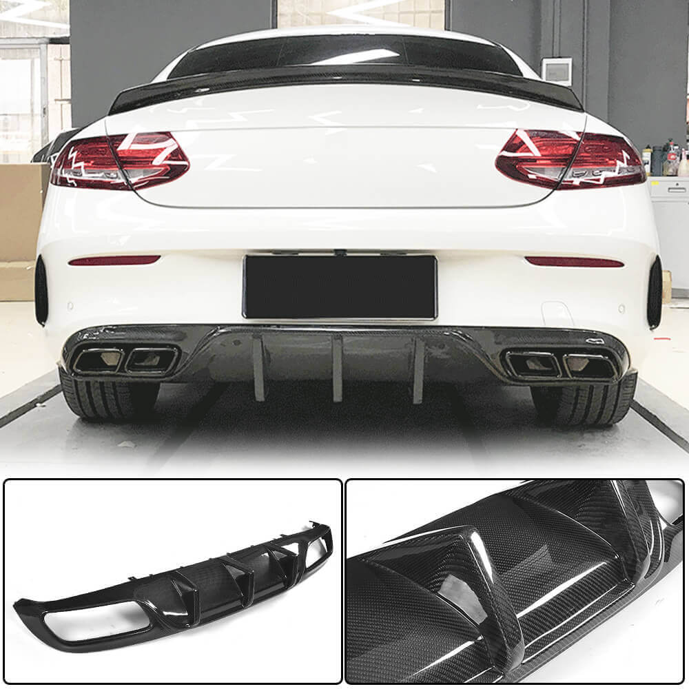 Rear bumper diffuser V1 (for coupe/cabriolet C63 AMG 2015-2019, Carbon) for Mercedes C-class W205 2014-2021 - image 2