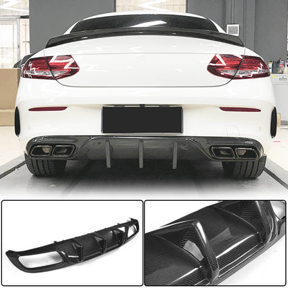 Rear bumper diffuser V1 (for coupe/cabriolet C63 AMG 2015-2019, Carbon) for Mercedes C-class W205 2014-2021 - image 2