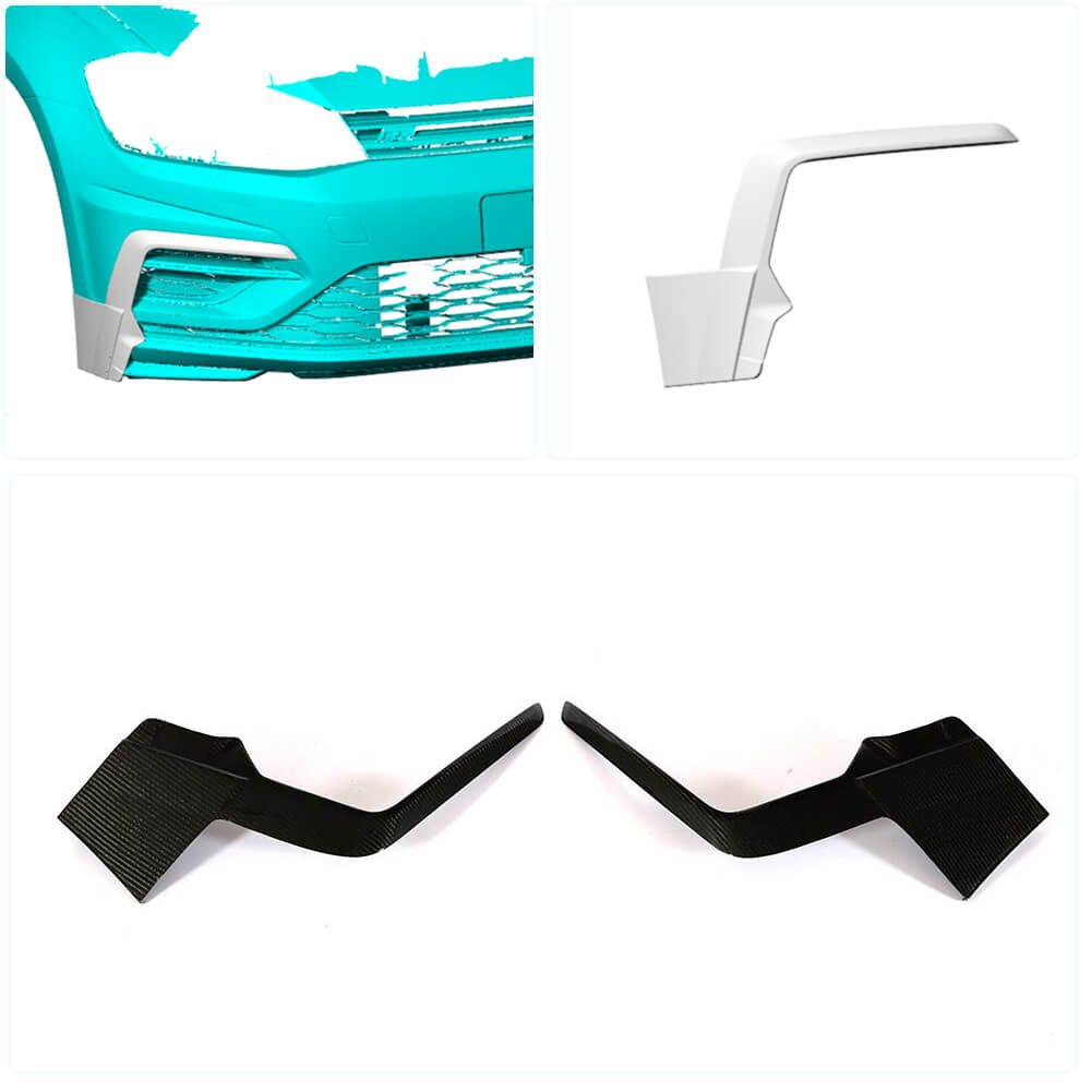 Covers on the front bumper (R/R-line HB 2017-2020, Carbon) for Volkswagen Golf 7/E-Golf - image 2