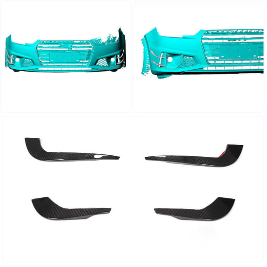 Front bumper covers V3 (for S-Line SD 2015-2019, Carbon) for Audi A4 B9 2015-2024 - image 2