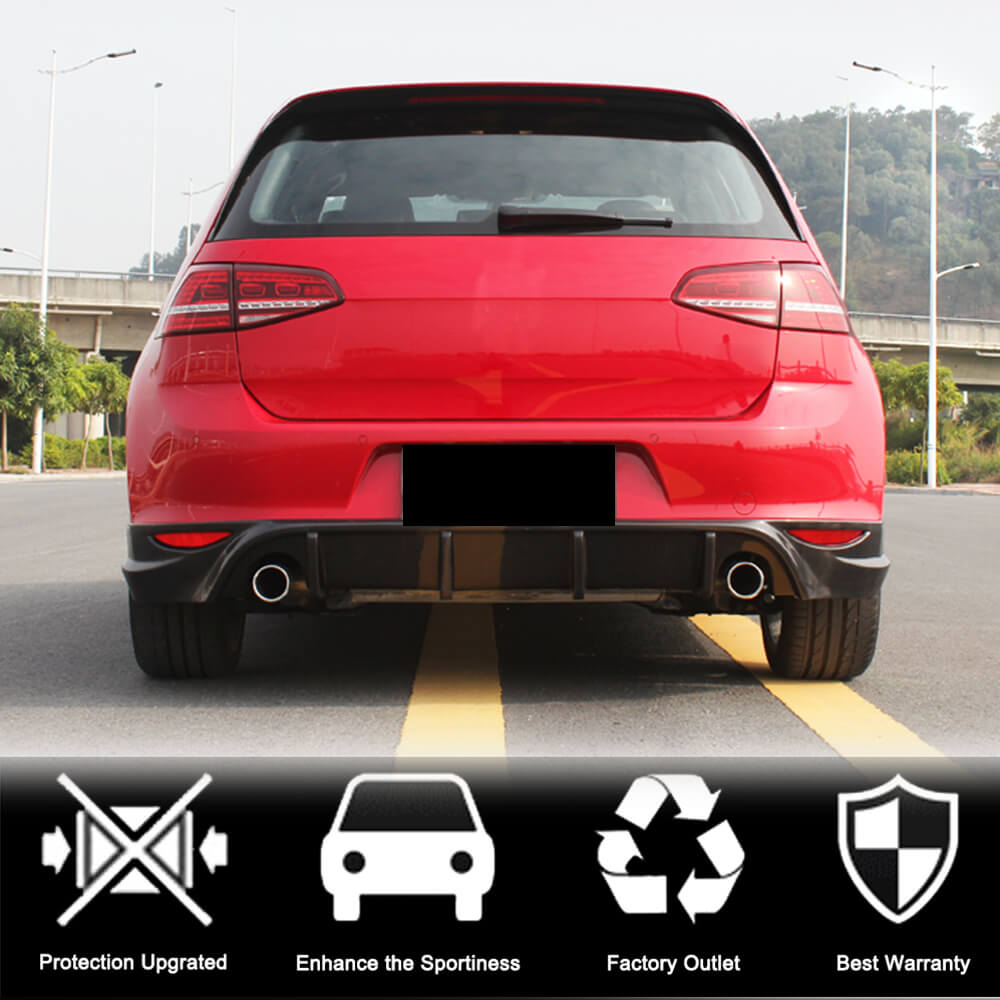 Rear Bumper Diffuser V2 (for Base/GTI HB 2012-2017, Carbon) for Volkswagen Golf 7/E-Golf 2012-2020 - image 2