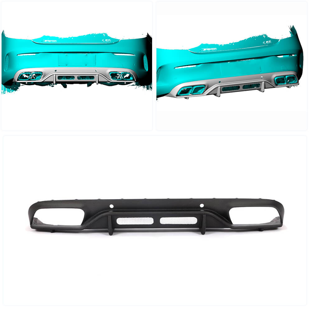 Rear bumper diffuser (for coupe/cabriolet C63 AMG 2019-2021, Carbon) for Mercedes C-class W205 2014-2021 - image 2