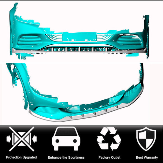 Lip V2 front bumper cover (for SD Base 2019-2021, Carbon) for Mercedes C-class W205 2014-2021 - image 2