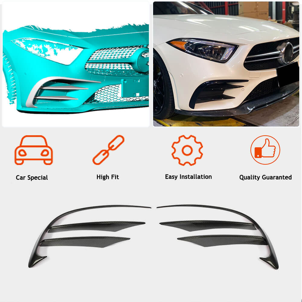 Front Bumper Extensions (for AMG-Line 2018-2020, Carbon) for Mercedes CLS C257 2018- - image 2