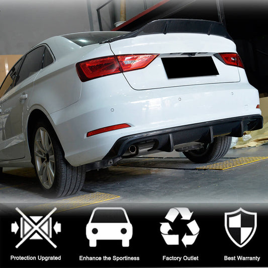 Rear Bumper Diffuser V2 (for Base Sedan 2012-2016, Carbon) for Audi A3 2012-2020 - image 2