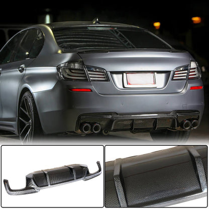 Rear Bumper Diffuser Carbon Fiber V2 (M-Sport) for BMW 5 series F-10/11/07 2010-2016 - image 2