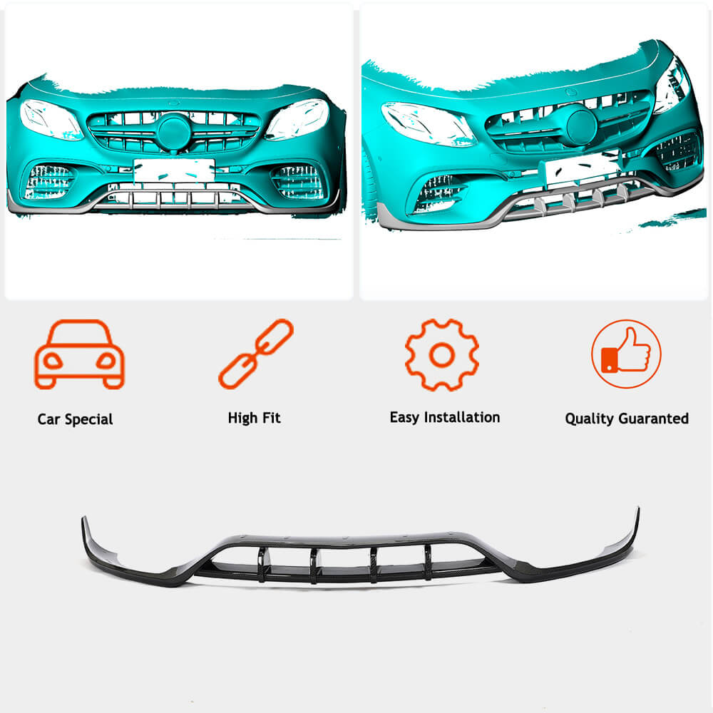 Lip V2 front bumper cover (for E63 AMG 2016-2019, Carbon) for Mercedes E-class W213 2016-2023 - image 2