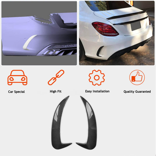 Covers on the rear bumper (for SD C43/C63 AMG 2015-2019, Carbon) for Mercedes C-class W205 2014-2021 - image 2