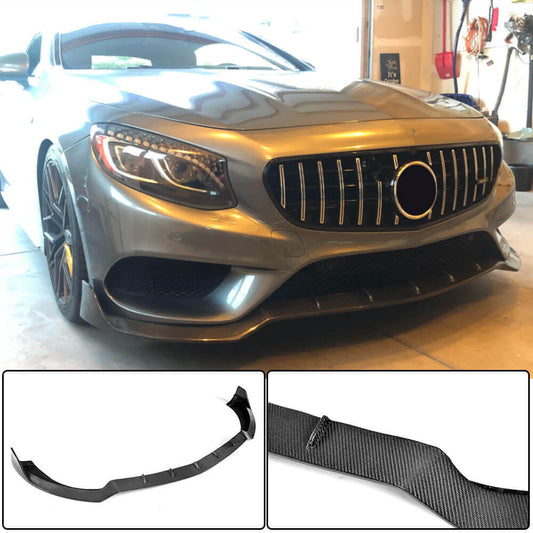 Front Bumper Lip V3 Add-on (for AMG-Line 2015-2018, Carbon) for Mercedes S-class C217 Coupe 2014-2020 - image 2