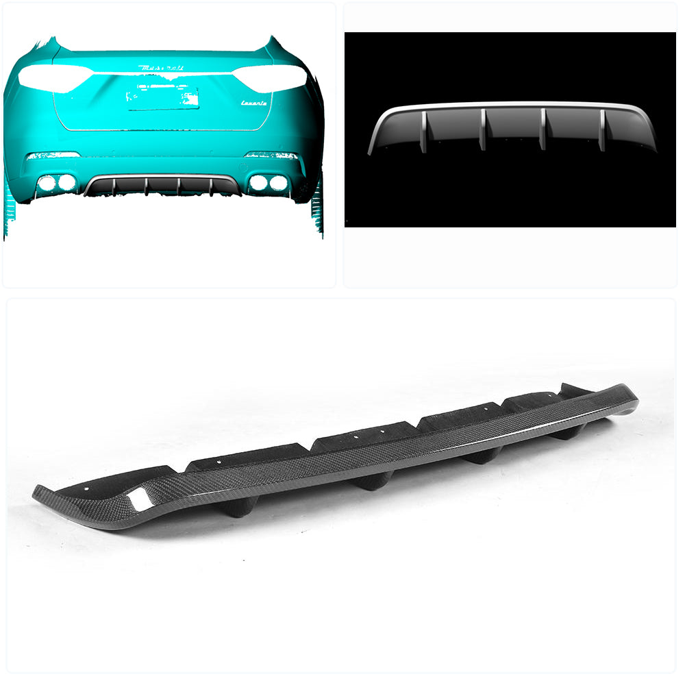 Rear Bumper Diffuser V2 (for Base/S, Carbon) for Maserati Levante 2016- - image 2