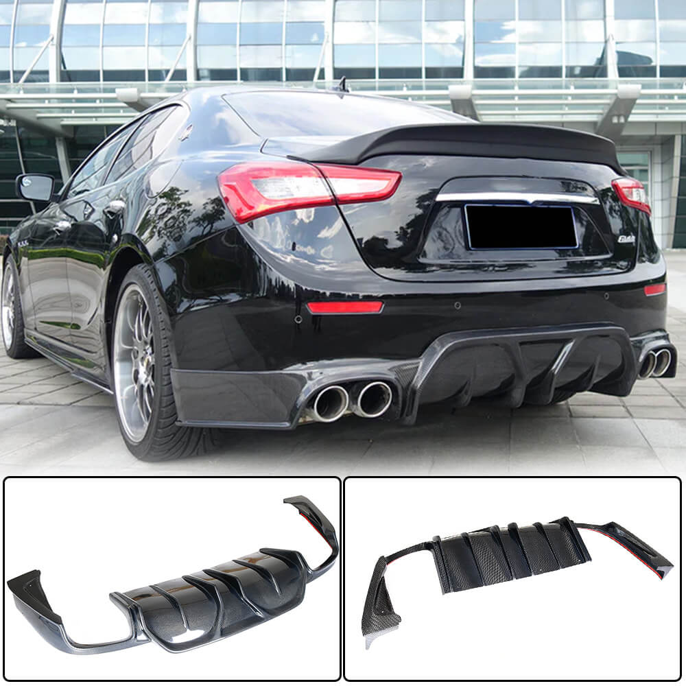 Rear Bumper Diffuser (for Base/S/S Q4 2014-2017, Carbon) for Maserati Ghibli 2013-2023 - image 2