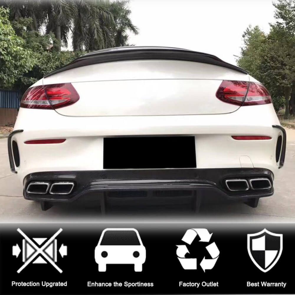 Covers on the rear bumper (for coupe/cabriolet C63 AMG 2015-2019, Carbon) for Mercedes C-class W205 2014-2021 - image 2