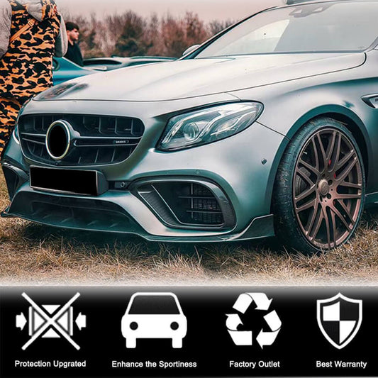 Lip V1 front bumper cover (for E63 AMG 2016-2019, Carbon) for Mercedes E-class W213 2016-2023 - image 2