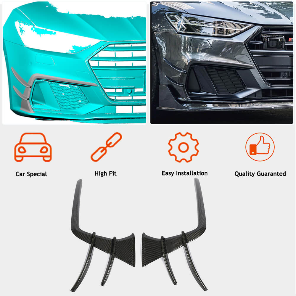Front Bumper Covers (for S-Line 2018-2022, Carbon) for Audi A7 2018- - image 2