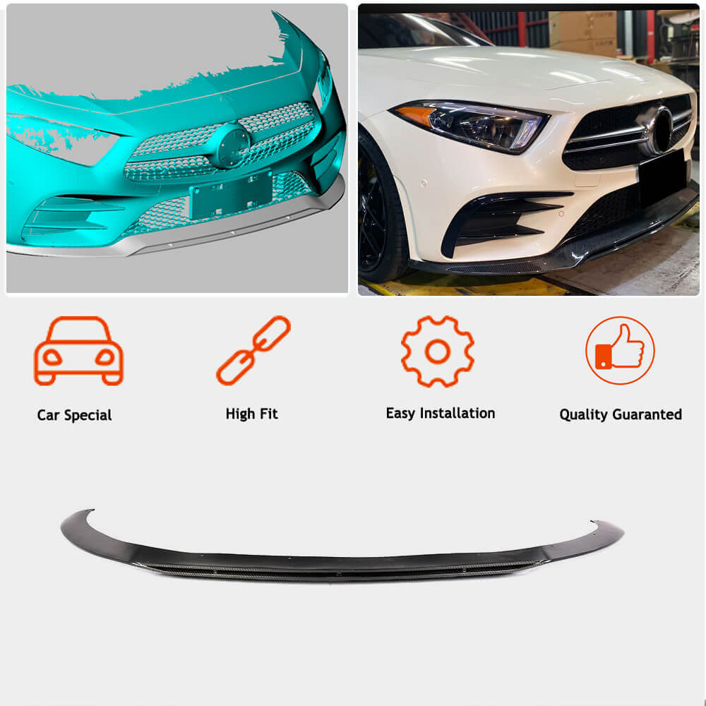 Front Bumper Lip Spoiler (for AMG/AMG-Line 2018-2020, Carbon) for Mercedes CLS C257 2018- - image 2