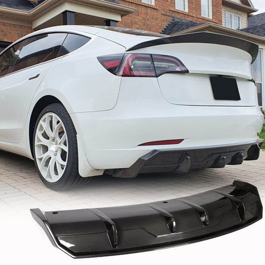 Rear Bumper Diffuser Carbon Fiber V1 (2016-2022) for Tesla Model 3 - image 2