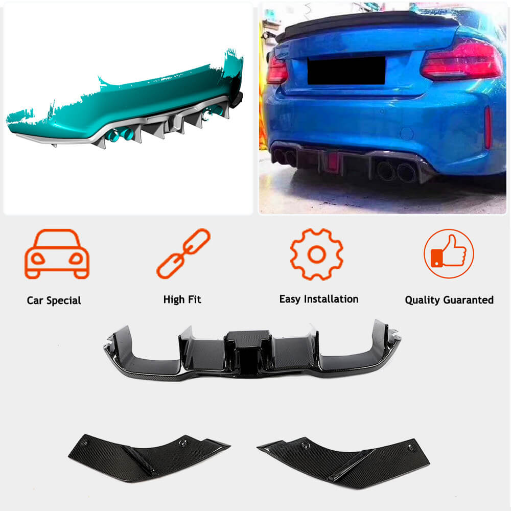 Rear Diffuser V8 (for F87 M2/M2C, Carbon) for BMW 2 Series F22/23 2014-2021 - image 2