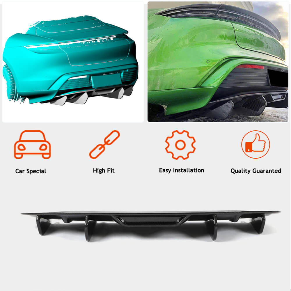 Rear Bumper Diffuser (2019-2024 Base SD, Carbon) for Porsche Taycan 2019- - image 2