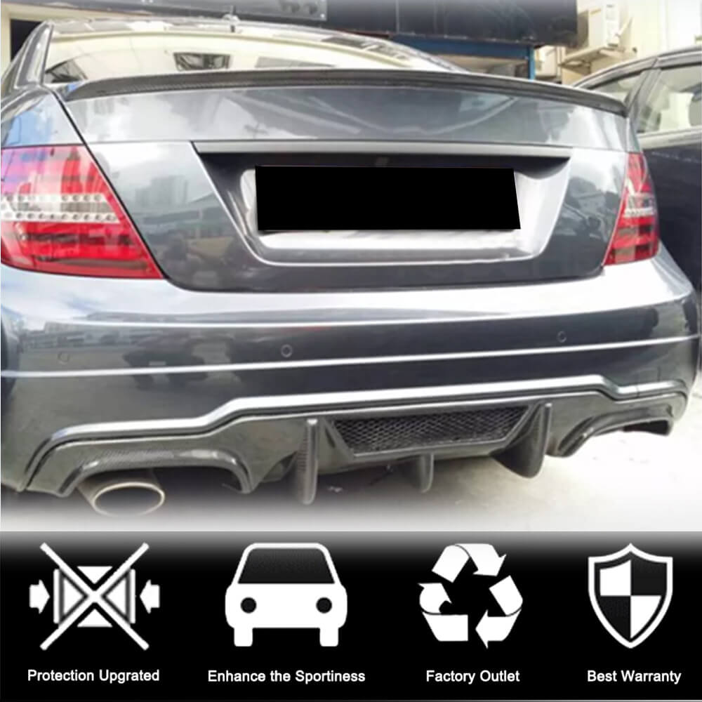 Rear Bumper Diffuser V4 (for AMG SD/Coupe 2012-2014, Carbon) for Mercedes C-class W204 2007-2015 - image 2