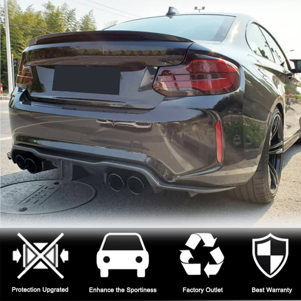Rear Bumper Diffuser Carbon Fiber (With LED Brake Light) V7 (for F87) for BMW 2 Series F22/23 2014-2021 - image 2