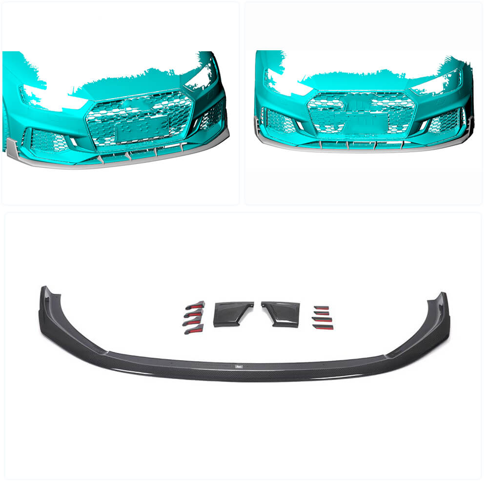 Front Bumper Lip V1 for RS4 Avant 2019-2021 Carbon for Audi A4 B9 2015-2024 - image 2