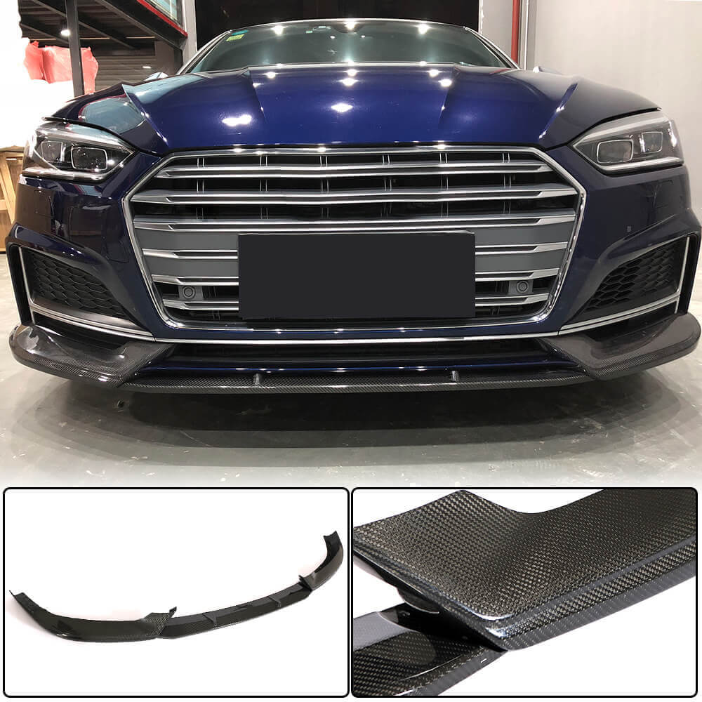 Front Bumper Lip Spoiler (for S-Line Coupe/Cabriolet 2016-2020, Carbon) for Audi A5 2016-2025 - image 2