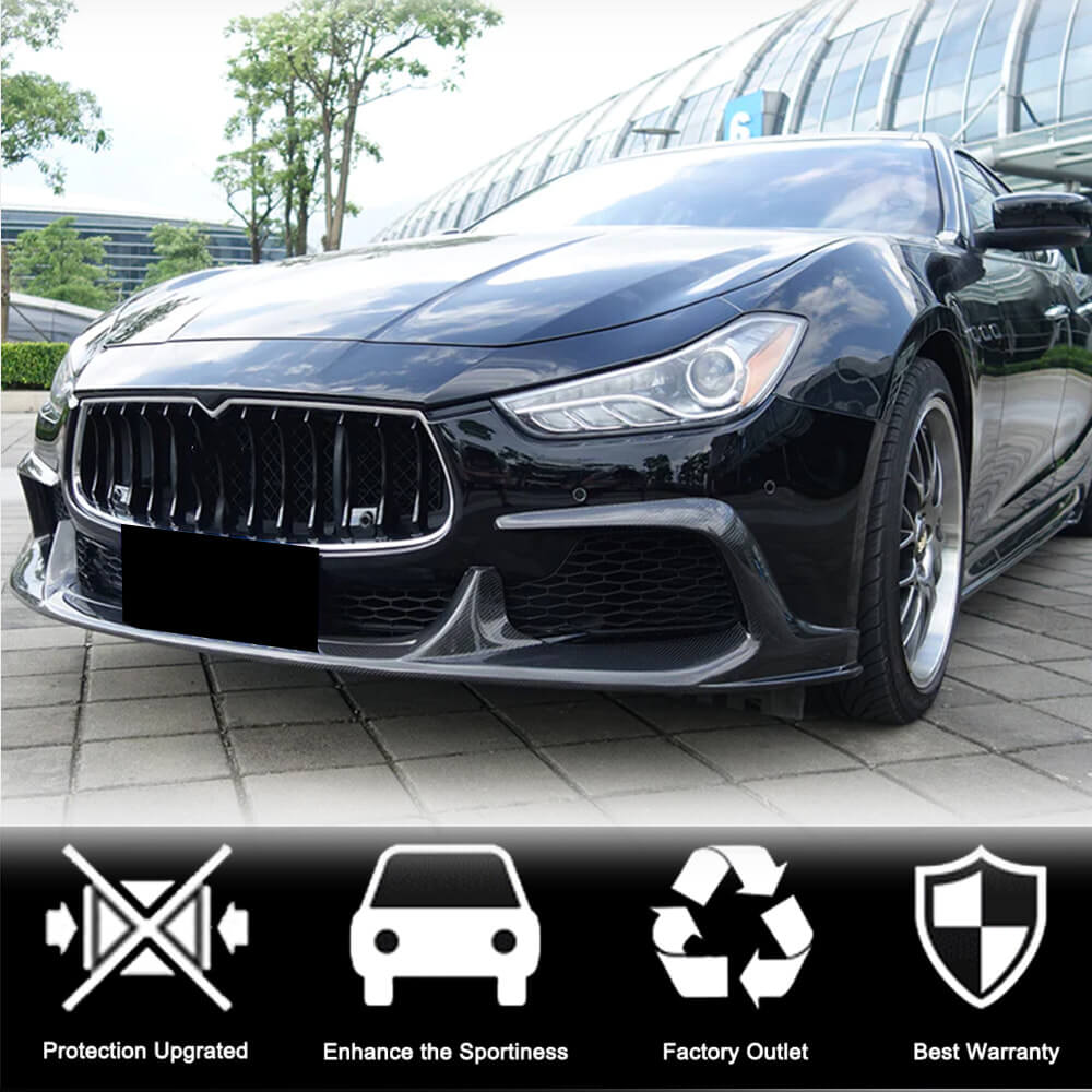 Front Bumper Lip V1 (for Base/S/S Q4 2013-2017, Carbon) for Maserati Ghibli 2013-2023 - image 2