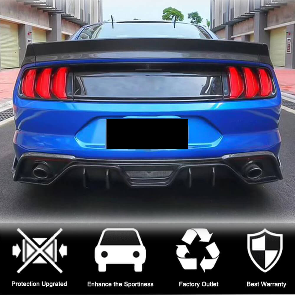 Rear bumper diffuser V2 (2015-2017, Carbon) for Ford Mustang 2015-2023 - image 2