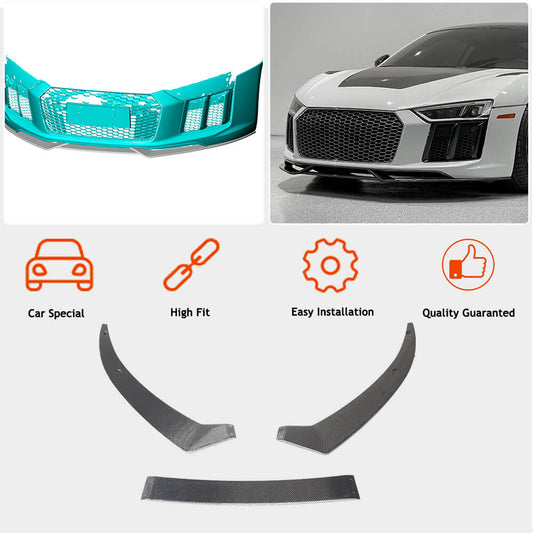 Front Bumper Lip Carbon Fiber V2 for Audi R8 2015- - image 2