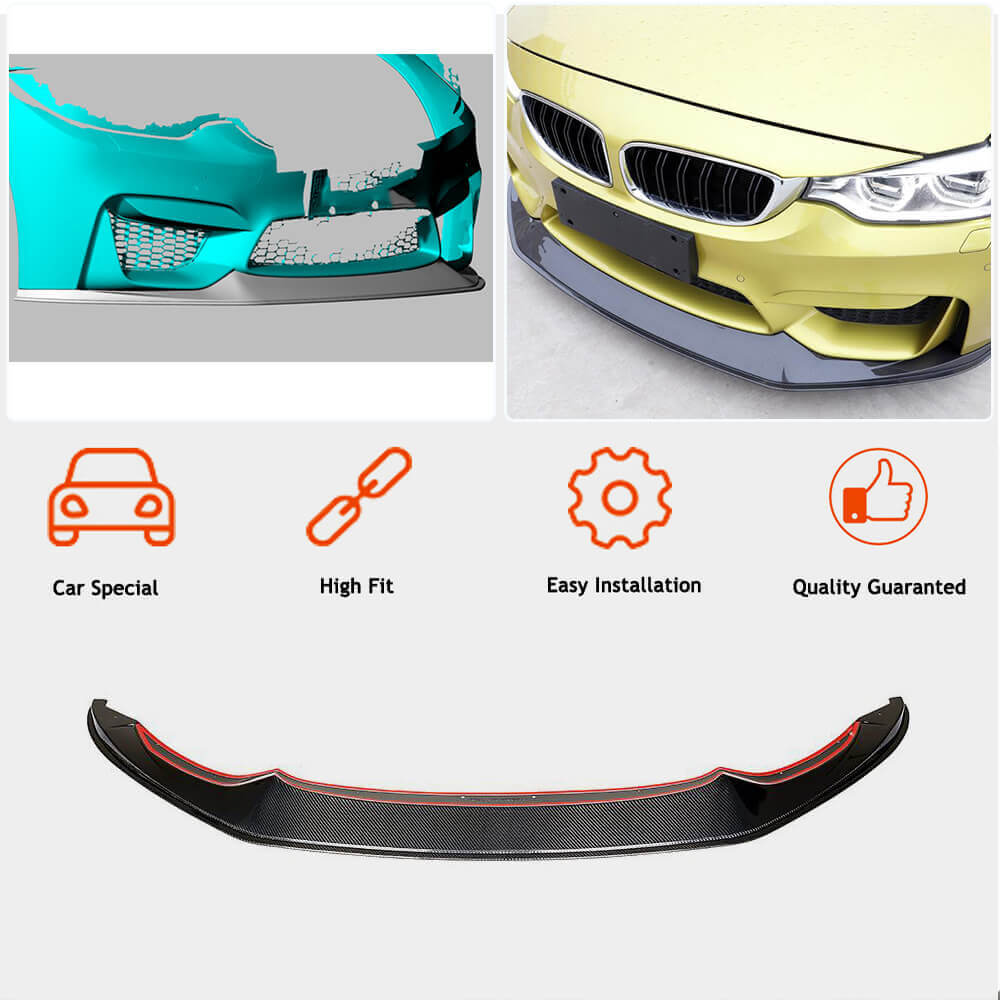 Front Bumper Lip V7 (for F82/F83, Carbon) for BMW 4 Series F32/F33/F36 2012-2020 - image 2