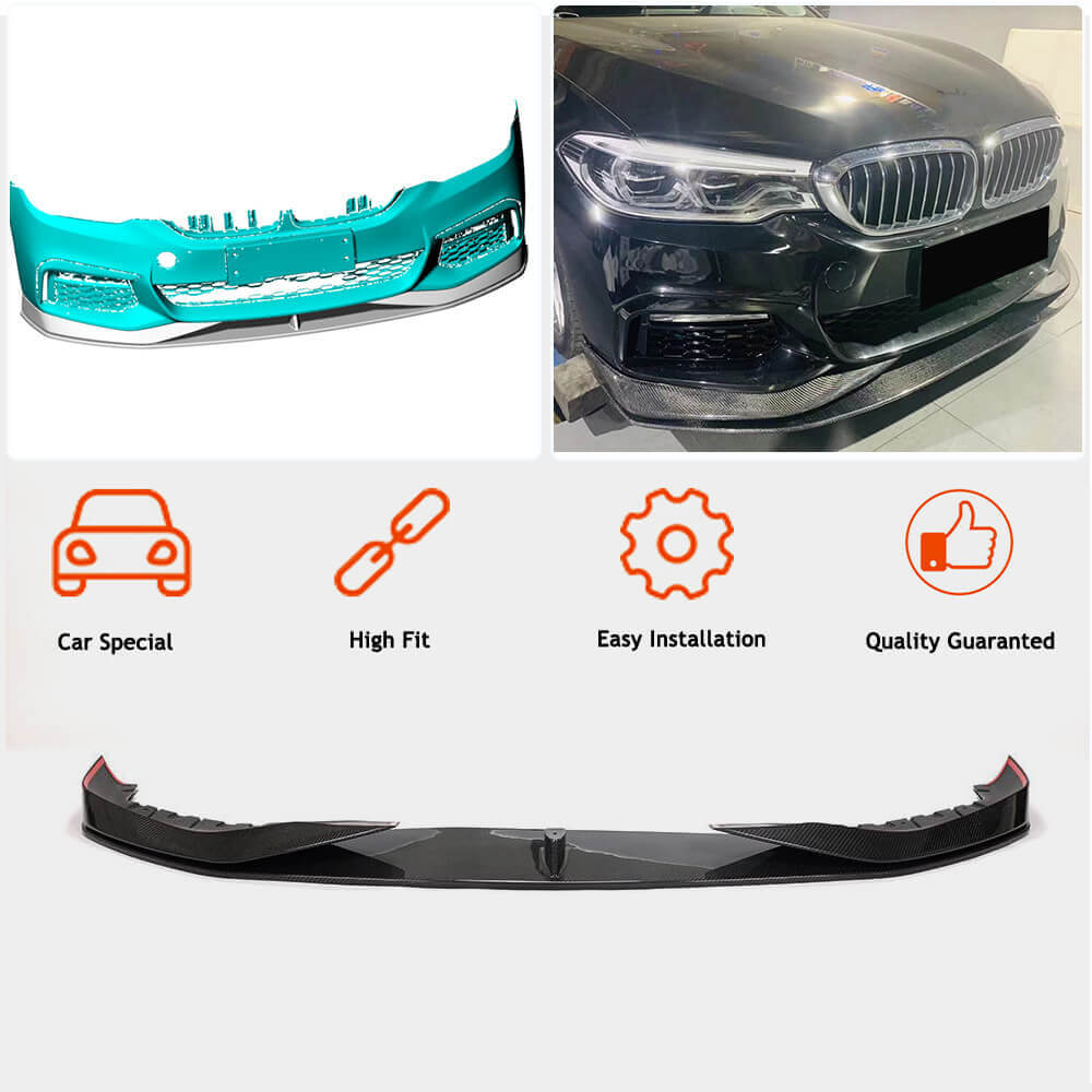 Front Bumper Lip V1 for M-Sport 2017-2020, Carbon for BMW 5 Series G30/31 2017-2023 - image 2