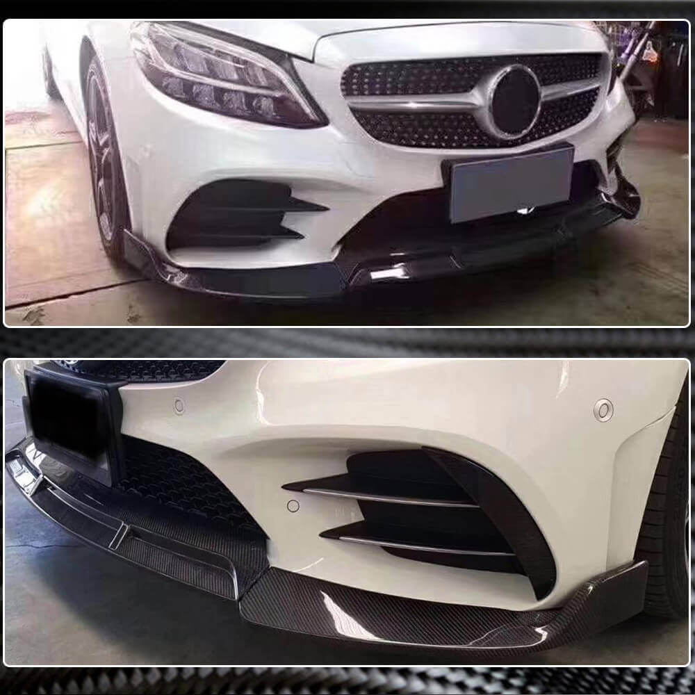 Front Bumper Lip V3 for C43 AMG 2019-2021 Carbon for Mercedes C-сlass W205 2014-2021 - image 2