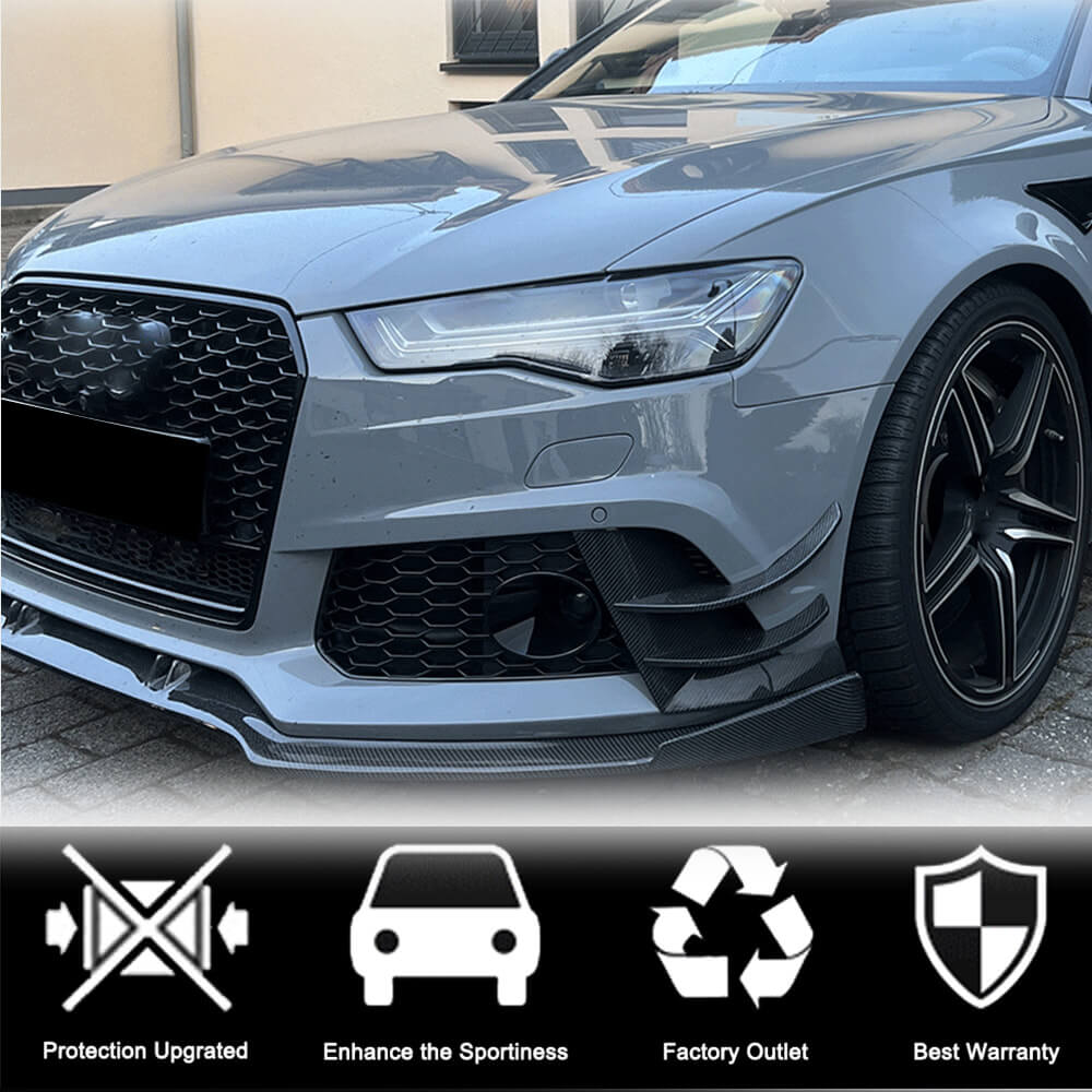 Front bumper covers (for RS6, 4 pcs, Carbon) for Audi A6 C7 2011-2017 - image 2