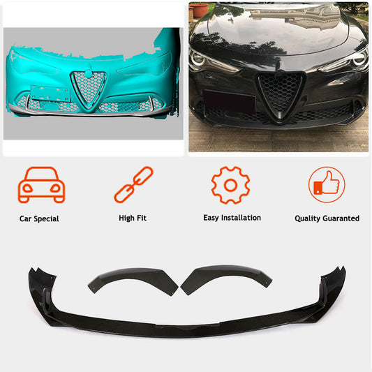 Front lip spoiler (for Base, 2017-2023, Carbon) for Alfa Romeo Stelvio 2016- - image 2