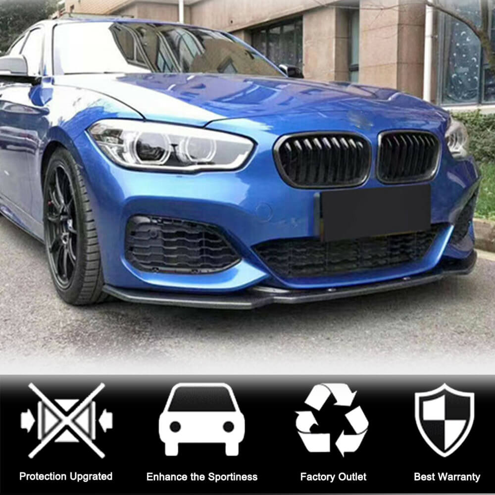 Front Bumper Lip Carbon Fiber V1 (2016-2019, M-Sport) for BMW 1 series F20/21 2011-2019 - image 2